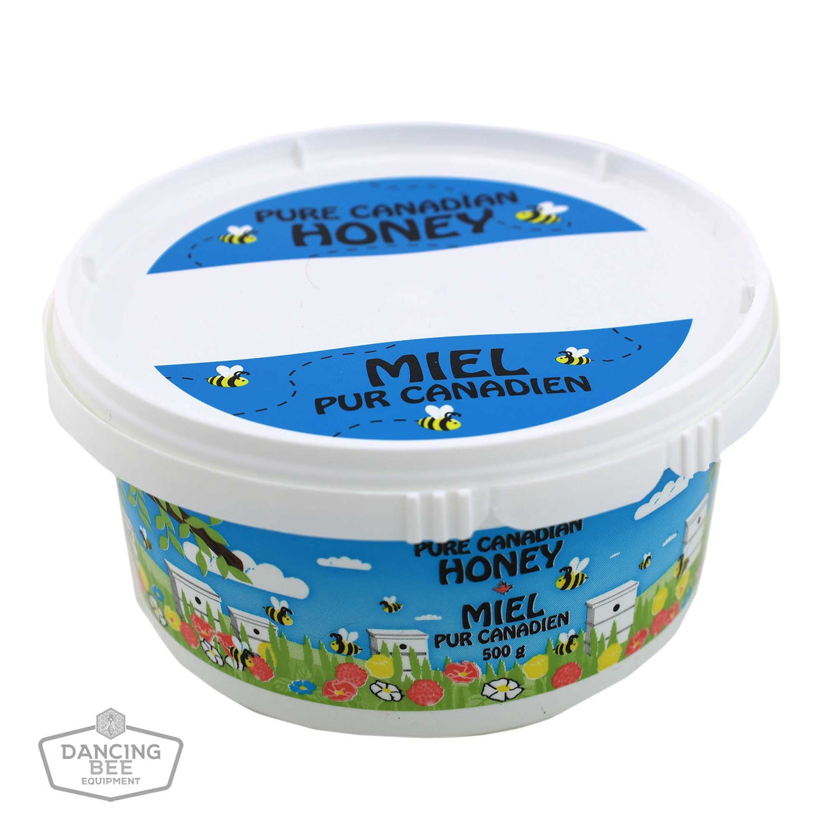 500 g Pure Canadian Honey Plastic Tub | Dancing Bee Equipment Manitoba